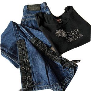 Womens Harley Davision Jeans with Tank top. Preowned. In great shape.